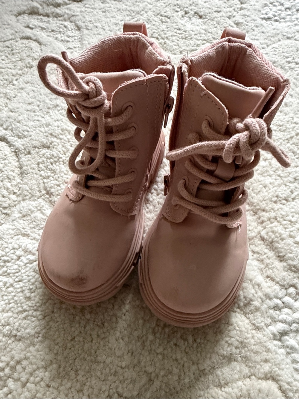 Zara Kids Pink Lace-Up Ankle Boots size 23